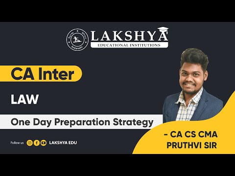 CA INTER || LAW || ONE DAY PREPERATION STRATEGY || BY CA CS CMA PRUTHVI SIR