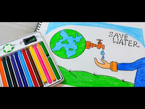 How to draw Save Water Save Earth poster / Save environment drawing / Save water poster making easy