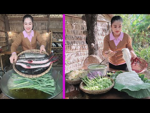 Delicious river fish soup with Cambodia noodle - Cooking with Sreypov