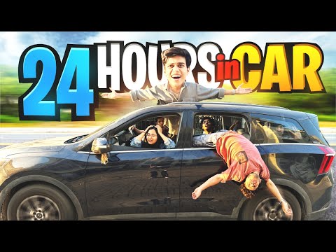 SURVIVING 24 HOURS IN CAR CHALLENGE !!😱