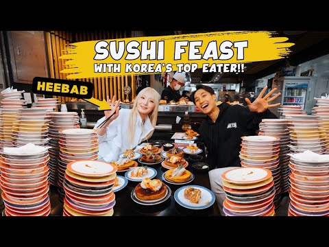 200 Plates of Sushi Challenge ft Heebab in Seoul! | BEST Conveyor Belt Sushi Restaurant in Korea!