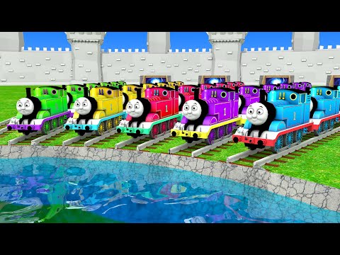 【踏切アニメ】あぶない電車 THOMAS FRIENDS RAINBOW COLORS Railroad Crossing Animation #train