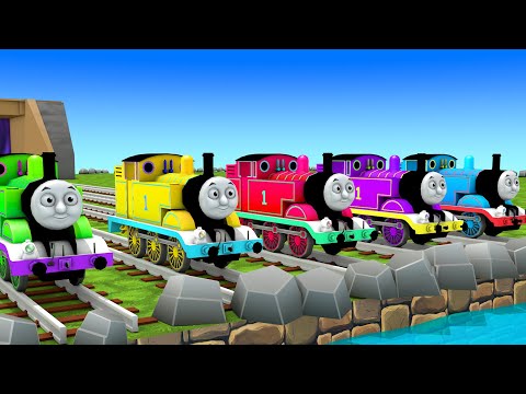 【踏切アニメ】あぶない電車 THOMAS FRIENDS RAINBOW COLORS Railroad Crossing Animation #train