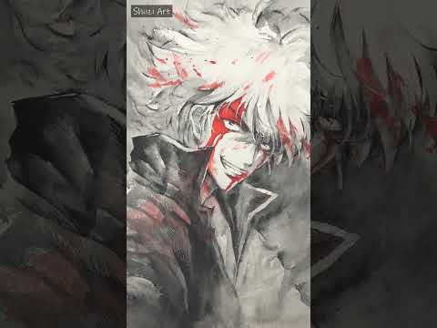 Gintoki in 90s Style | Watercolour Anime Process | #shorts