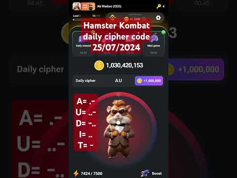 Hamster Kombat todays cipher code 25/07/2024 Hamster Kombat daily cipher #hamsterkombat #ciphercodes