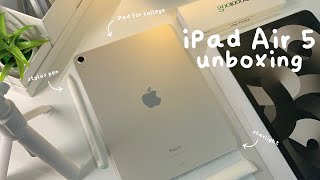 iPad Air 5 (starlight) unboxing 🌟 apple pencil alternative + accessories | 2023