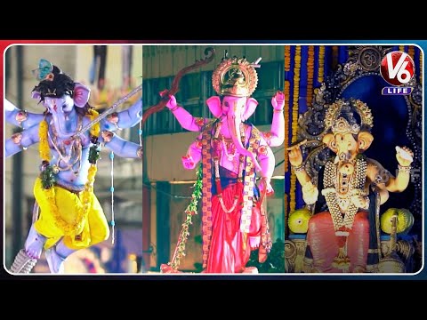 Hyderabad Shobha Yatra Special : Unique Idol Themes At MJ Market Circle  | 4K Video  | V6 Life