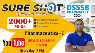 DSSSB PHARMACIST SURE SHOT MCQ | PHARMACEUTICS-I (31-60) DSSSB PHARMACIST MCQ QUESTIONS #pharmacist