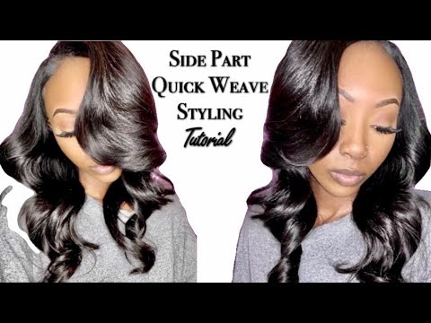 HOW TO STYLE A SIDE PART QUICK WEAVE WITH LEAVE OUT+HOW TO CUT LAYERS TO GET BODY AND CURLS