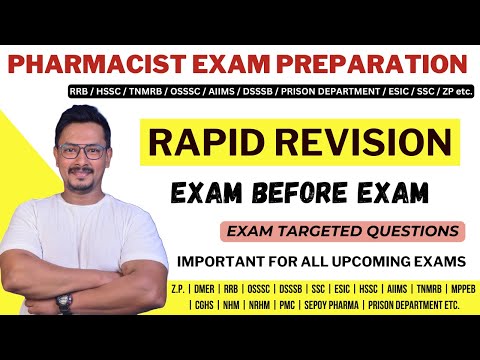 PHARMACIST EXAM PREPARATION / RRB PHARMACIST / PRISON DEPARTMENT / TNMRB / ESIC / AIIMS / TSPSC etc.