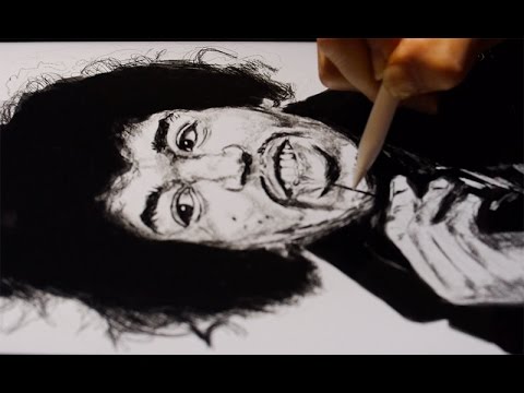 Jimi Hendrix drawing by Apple Pencil & iPad Pro