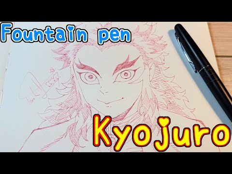 Drawing anime with fountain pen|Kyojuro |DemonSlayer @tenkdraws