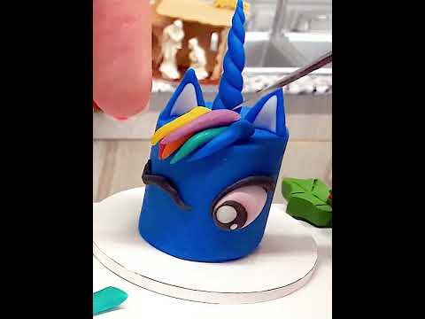 MINI blue UNICORN cake / real mini baking  #minicooking #minifoods #miniaturecooking #asmrfood