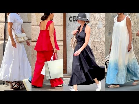 +34 C AUGUST MILAN 🇮🇹ITALIAN SUMMER STREET FASHION 2024☀️NEW COLLECTION AUTUMN 2024 WINDOW SHOPPING