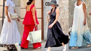 +34 C AUGUST MILAN 🇮🇹ITALIAN SUMMER STREET FASHION 2024☀️NEW COLLECTION AUTUMN 2024 WINDOW SHOPPING