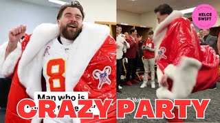 Travis Kelce’s CRAZY PARTY in the LOCKER ROOM to Celebrate Breaking Record TOUCHDOWN