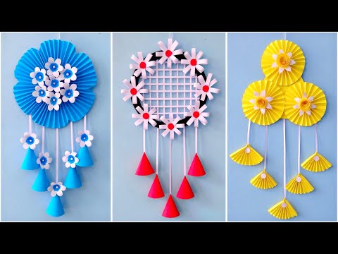 3 Easy DIY Flower Wall Hanging Craft Ideas with paper / Art and Craft Handmade Home Room Decoration