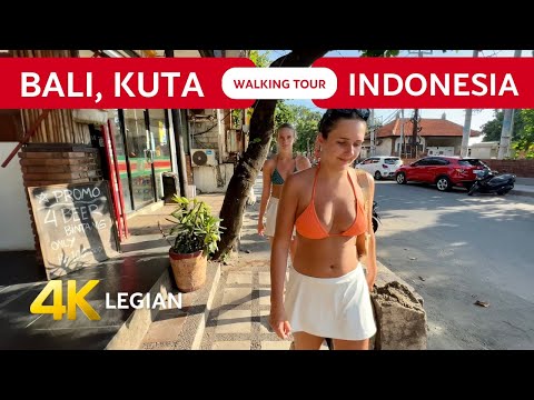 KUTA BALI BEACH 🇮🇩 Indonesia WALKING Tour Bali 2024