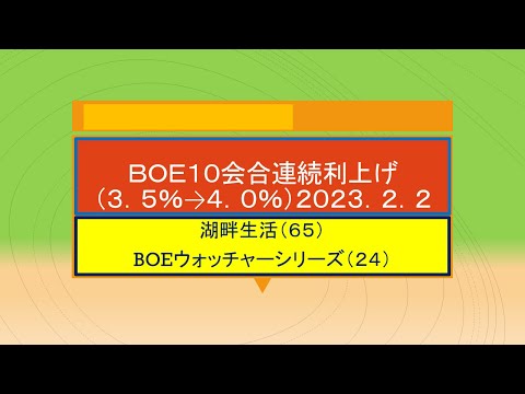 湖畔生活（6５）BOE10会合連続利上げ（2023.2.2)