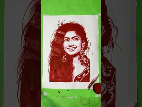 Sindoor Se Banaai Sai Pallavi Ki Painting ❤️❤️ #saipallavi #saipallavistatus #mahiartist