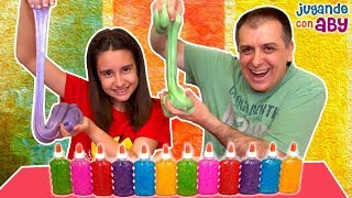 3 COLORS of GLUE SLIME CHALLENGE. Slime con tres colores brillantes