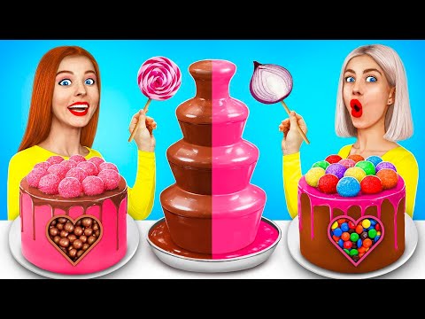 Chocolate Fountain Fondue Challenge | Chocolate Candy Battle 24 Hours by RATATA