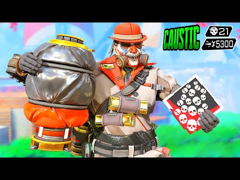 CAUSTIC 21 KILLS & 5300 DAMAGE IN AMAZING GAME (Apex Legends Gameplay)