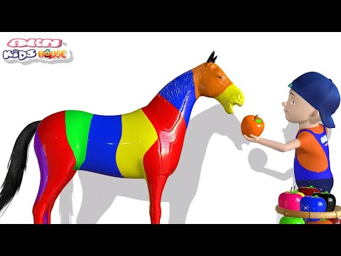 ( ANIMALS ) Colorful Horse & Cow Coloring | Akn Kids House