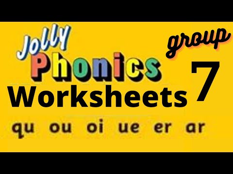 Jolly phonics group 7 worksheets| sounding blending reading for ukg lkg preschool grade 1