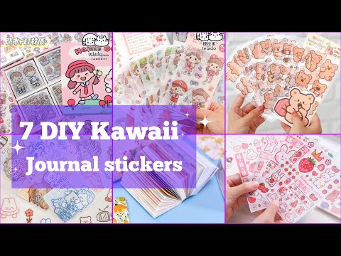 7 DIY Easy Cute Journal Stickers at home / How to make cute journal stickers #journalset