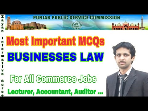 Business Law MCQs | Basic Concepts of Business Law | B Com Part2 | Lecturer Commerce