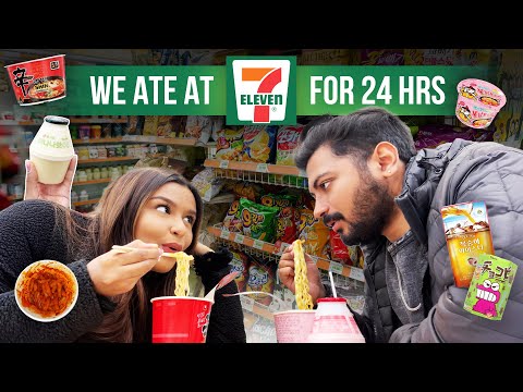 ONLY EATING 7/11 Food for 24 Hours in KOREA😂🍜 / Mridul & Aditya