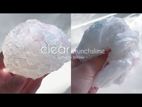 蝶々＆花 clear crunchslime 🦋🤍 ┊︎ asmrスライムビデオ