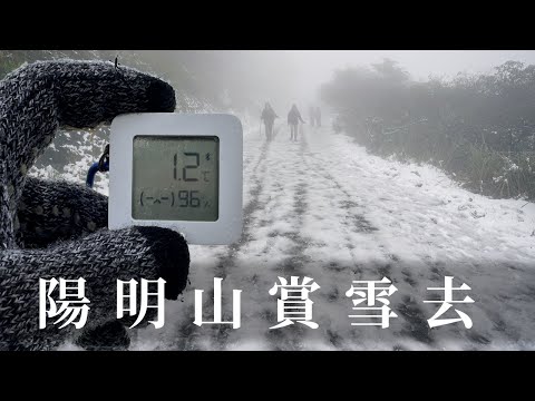 寒流來陽明山下雪了！ | 二子坪、大屯山賞雪 | 清天宮步道上大屯山