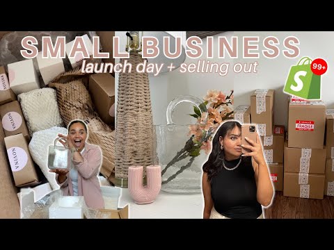 SMALL BUSINESS LAUNCH DAY // Unboxing inventory, SELLING OUT, packing orders + our largest order yet