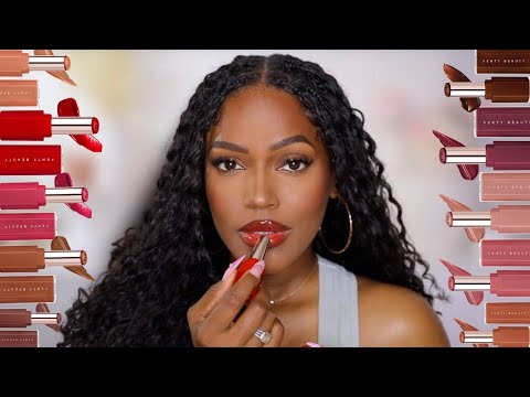 Let's swatch EVERY SHADE of FENTY BEAUTY GLOSS BOMB STIX on DARK SKIN