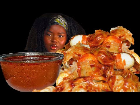 ASMR SPICY DUMPLINGS, SPICY CAJUN BOILED EGGS  MUKBANG (NO Talking) |Eating Sounds