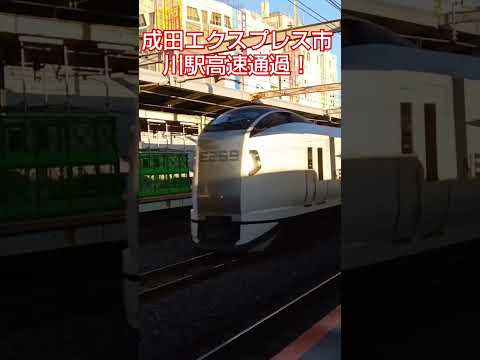 成田エクスプレス市川駅高速通過爆音ジョイント音！