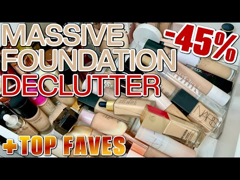 BIGGEST FOUNDATION DECLUTTER I'VE EVER DONE! Got rid of SO MUCH! & MY TOP FAVE FOUNDATIONS!