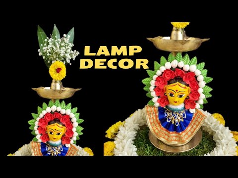 Amazing flower decoration for brass lamp || How to decorate Diya /Lamp at home for Diwali 2024