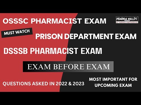 PHARMACIST EXAM PREPARATION | PRISON DEPARTMENT PHARMACIST | OSSSC PHARMACIST | DSSSB PHARMACIST