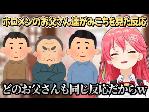 ホロメンのお父さん達がみこちを見た反応