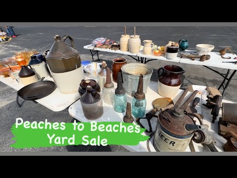 Shopping for Antiques at Peaches to Beaches Yard Sale Flea Market / Treasure Hunting Picking Video