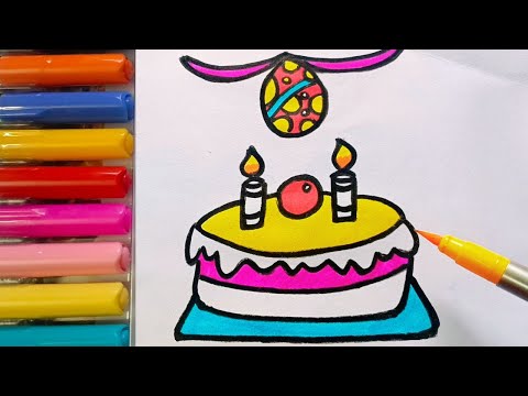 Drawing and Painting Cake for Kids & Toddlers | Simple Drawing, Coloring #drawing