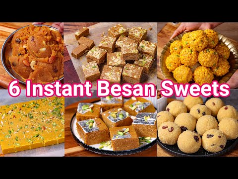 6 Instant Besan Sweets - Anyone Can Make it | Besan Brafi, Besan Laduu & Besan Halwa