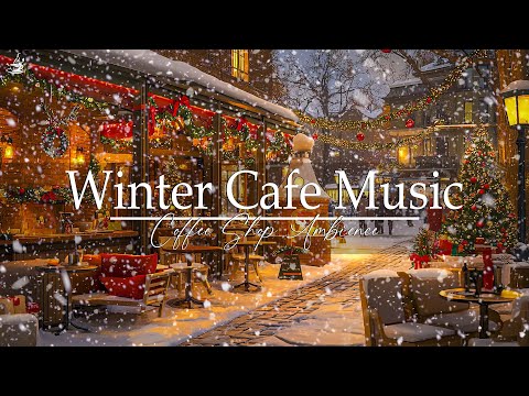 Winter, Fireplace and Light Jazz❄️Sweet Combination for Cozy Winter with Snowfall on the Street