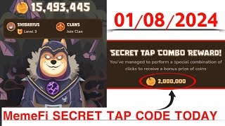 Memefi Secret Reward Combo Today /01/08/2024| Memefi 2,000,000 Coins Code