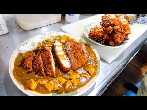 It's Large! 1 kg Fried Chicken Set Meal! Big Pork Cutlet Curry Rice! Popular Mass Eatery in Toyama!