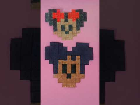 Let's make Mickey by using pixel art pattern #papercrafts #pixelart