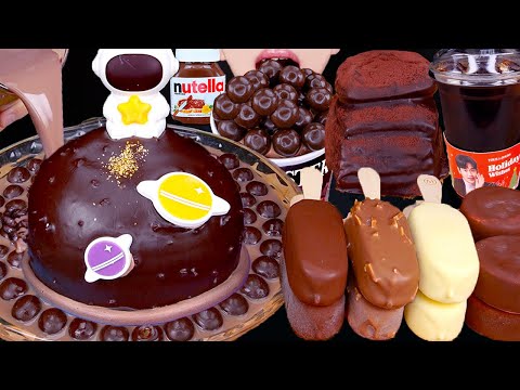 ASMR MALTESERS CHOCOLATE CAKE MAGNUM ICE CREAM NUTELLA DESSERT MUKBANG 초콜릿 먹방チョコレート 咀嚼音EATING SOUNDS